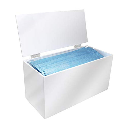 Face Mask Dispenser | Acrylic Mask Box with Cover for Storing and Dispensing Personal Face Masks (White)