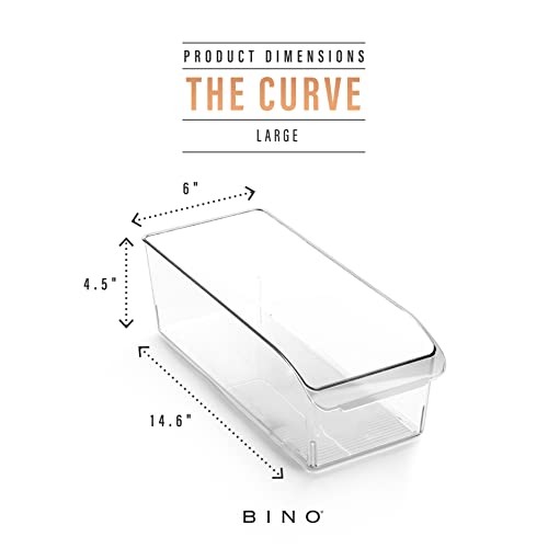 BINO | Plastic Storage Bins, Large | THE CURVE COLLECTION | Multi-Use Fridge / Freezer Organizer | Built-In Handle | BPA-Free | Pantry and Home Organization