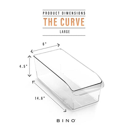 BINO | Plastic Storage Bins, Large | THE CURVE COLLECTION | Multi-Use Fridge / Freezer Organizer | Built-In Handle | BPA-Free | Pantry and Home Organization