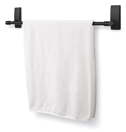 Command Bath Matte Black Towel Bar with Water Resistant Command Strips, Bathroom Organizer, 24 in Bar Length Holds up to 10 lbs