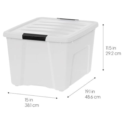 IRIS USA 6-Pack 40 Quart Storage Bins with Lids, Pearl | Conceals contents for a clean look. Perfect for moving, blankets, clothing, and garage storage. Nestable design saves space