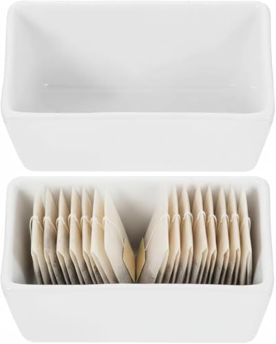 2PCS Ceramic Sugar Packet Holder for Coffee Bar, S... (White | Ceramic)