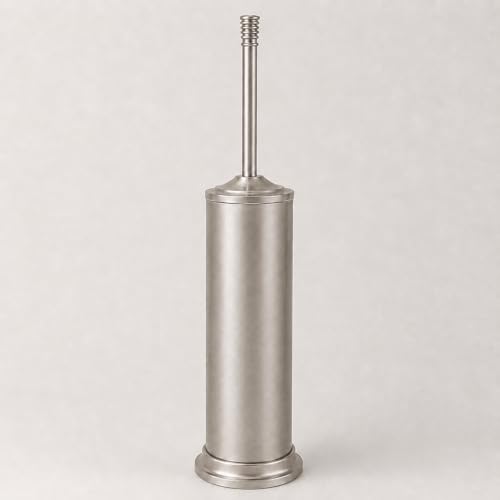 Nickel Toilet Brush and Holder Set，Extra Long Handled Toilet Bowl Brush and Holder，Stainless Steel Heavy Duty Toilet Brush for Bathroom,Deep Cleaning Modern Toilet Cleaner Slip Base