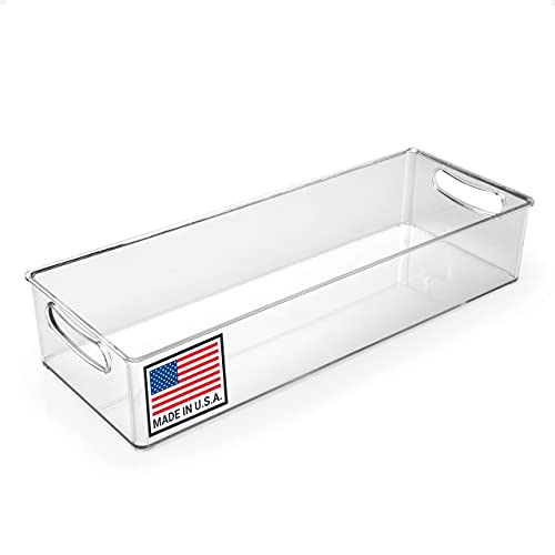 Clear Refrigerator Organizer Bin with Handles — 15... (Clear | Plastic)