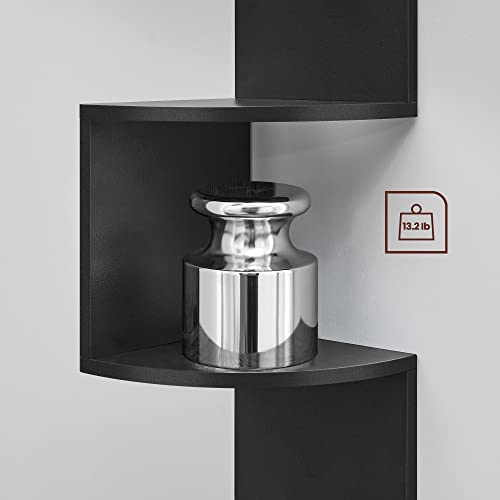 VASAGLE CUSTOS Collection - Corner Shelf Wall Mount, 5-Tier Floating Corner Bookshelf, Plant Shelf for Bedroom, Living Room, Bathroom, Home Office, Black ULBC072B01