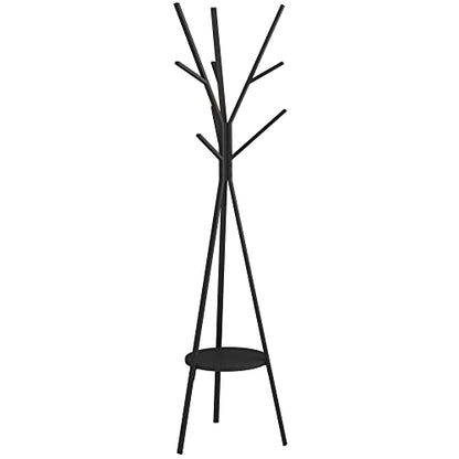 HOME BI Coat Rack Hat Stand Free Standing Display Hall Tree Metal Hat Hanger Garment Storage Holder with 9 Hooks for Clothes Hats and Scarves in Black,17.72" Wx17.72 Dx70.87 H (Black)