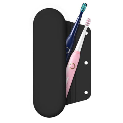 Silicone Electric Toothbrush Travel Case, Manual Toothbrush Travel Cover for Men and Women,Toothbrush Holder for Travel,Gym and More, Fits Most Manual and Electric Toothbrushes - Black
