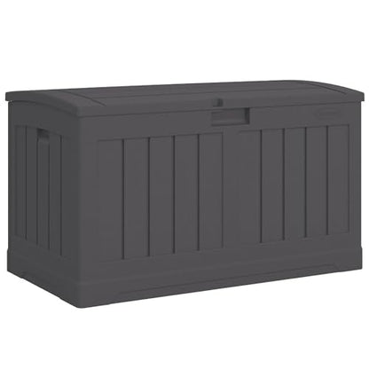 Suncast 50 Gallon Medium Capacity All Weather Construction Resin Outdoor Storage Deck Box with Arched Lid for Patio, Garden, or Pool, Peppercorn