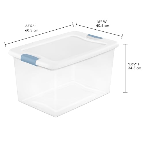 Latching Box with Lids for Home and Office, 64 Qua... (4 Count | Clear | Plastic)