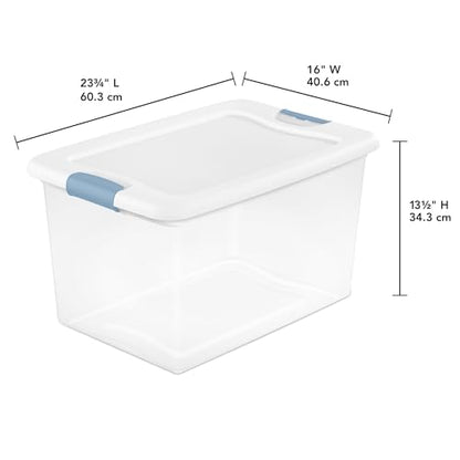 Latching Box with Lids for Home and Office, 64 Qua... (4 Count | Clear | Plastic)