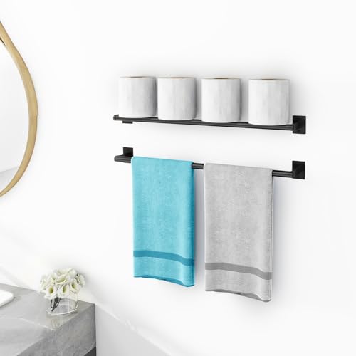 2 Packs 24 Inch Bathroom Towel Bar, Matte Black Towel Racks for Bathroom, JIAPAIDUO Bathroom Towel Rack Wall Mounted, Bath Hand Towel Holder Organizer, Modern Home Decor Towel Rod