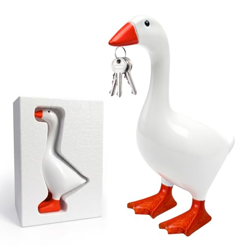 Desk Goose 7 Inches – Magnetic Goose Key Holder fo... (White | Resin)
