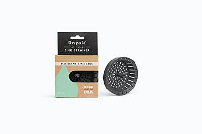 Kitchen Sink Strainer 3.25" - Dripsie Anti-Clog Food Catcher, Flexible Drain Basket, Dishwasher Safe, Standard Fit, Made in USA (1-Pack Gray)