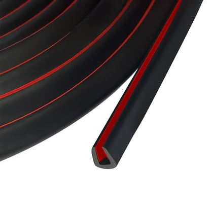 Edge Trim, 1/8" (3mm) Rubber Edge Trim, Black Color, 20Ft | Flexible Self Adhesive U Channel Edge Protector for Glass, Mirror, Plywood, Steel Panel Sharp Edges, U Shaped Peel and Stick