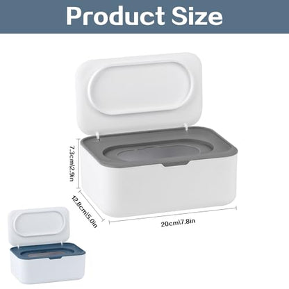 2Pcs Baby Wipes Dispenser,Wipe Holder Wipes Box for Baby & Adult(Gray/Blue) | Keeps Wet Tissue Fresh,Easy Pull Wipes Pouch Case,flushable wipes dispenser,baby wipe holder for baby wipe container