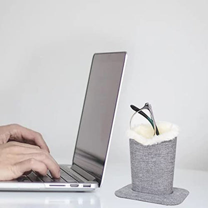 Baitaihem Pack of 2 Plush Lined Eyeglasses Holder Stand Protective Glasses Case For Desks Or Nightstands