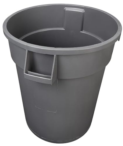 Amazon Basics Heavy Duty Sturdy Round Trash Can, 32 Gallon, Grey, Pack of 2