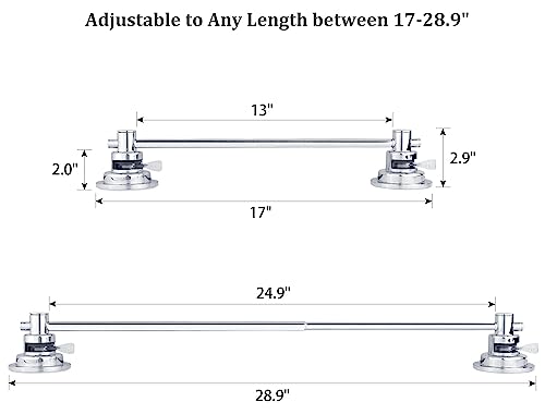 Sneatup Suction Cup Extendable 17-29" Stainless Steel Towel Bar (Chrome Plating)