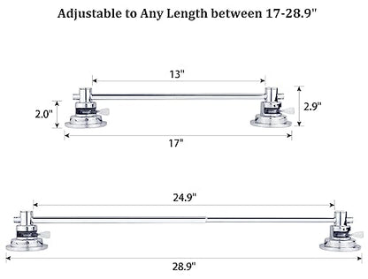 Sneatup Suction Cup Extendable 17-29" Stainless Steel Towel Bar (Chrome Plating)