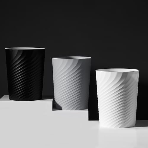 Bathroom Trash Can 1.8 Gallon Small Waste Basket Garbage Can for Dorm Kitchen Toilet Office Bedroom, 2 Pack White