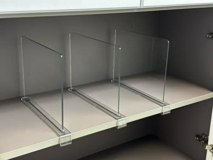 LikeU 8 PCS Acrylic Shelf Dividers for Closets,Wood Shelf Dividers,Clear Shelf Separators,Perfect for Clothes Organizer and Bedroom Kitchen Cabinets Shelf Storage and Organization