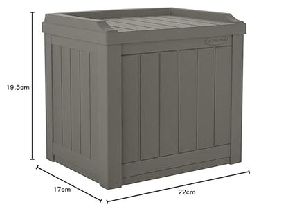 Suncast Outdoor Storage Box - 22 Gallon Stone Gray Resin Outdoor Deck Box with Seat, Weatherproof Patio Storage Bin Container for Keeping Cushions, Tools, & Towels for Pool, Yard, & Garden