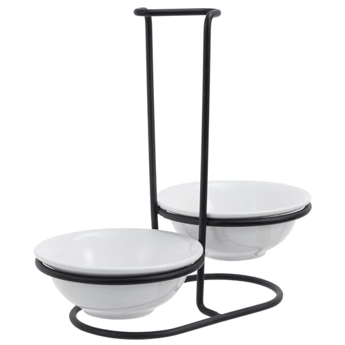 Countertop Ceramic Spoon Rest with Matte Black Met... (White / Black | Metal)