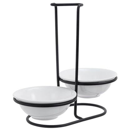 Countertop Ceramic Spoon Rest with Matte Black Met... (White / Black | Metal)