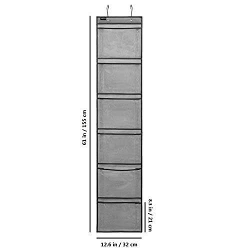 Extra Large Pockets Shoe Organizer for Closet Over The Narrow Door Hanging Shoe Holder Storage (6 Large Pockets-Grey)