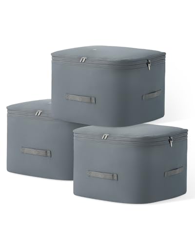 3-Pack Comforter Storage Bag Blanket Storage Bags,... (3 Count | AB-Gray | Polyester)