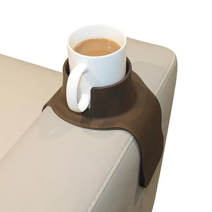 CouchCoaster® - Original & Patented Armrest Couch Cup Holder, Mocha Brown - A Weighted, Silicone, Anti Slip Coaster Stops Spills On Your Sofa, Armchair Or Recliner & Keeps Drinks in Reach