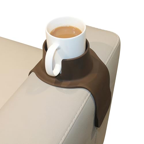 CouchCoaster® - Original & Patented Armrest Couch Cup Holder, Mocha Brown - A Weighted, Silicone, Anti Slip Coaster Stops Spills On Your Sofa, Armchair Or Recliner & Keeps Drinks in Reach