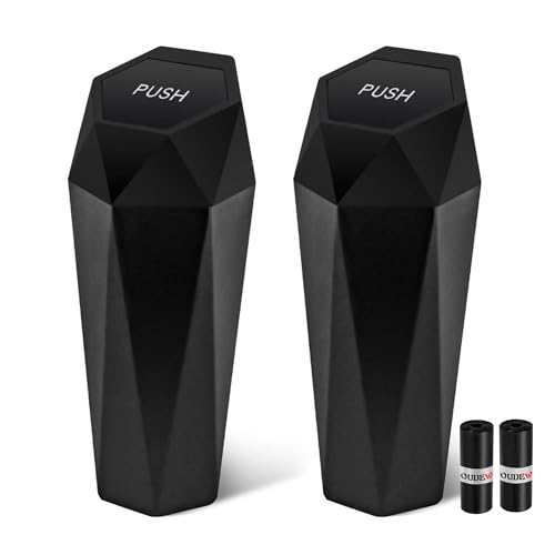Car Trash Can with Lid, Leakproof, 30 Trash Bags, Black, 2 Pack | Small Garbage Can for Car, Car Accessories for Interior, Multipurpose Organizers and Storage Solutions for Home, Office