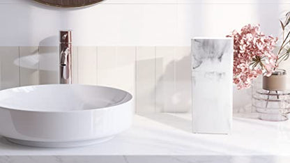 Toothbrush Holder with Lid, Elegant White Marble Bathroom Toothbrush & Toothpaste Organizer – Blanc Collection
