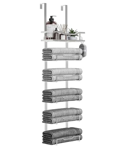 Hanging Towel Racks for Bathroom No Drill - Over T... (Silver | Metal)