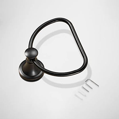 Bronze Towel Ring,Bathroom Hand Towel Holder,Oil Rubbed Towel Hanger Wall Mount Farmhouse Towel Rack Rustic Bath Accessories Half Round