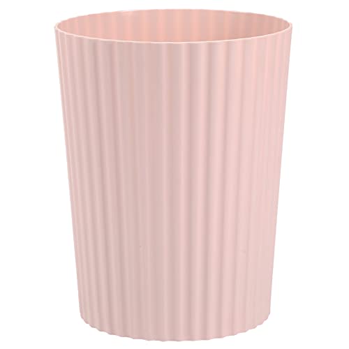 Small Trash Can Plastic Wastebasket Round Garbage Container Bin for Bathroom, Kitchen, Bedroom, Home Office, College Dorm, Pink | Sturdy Stylish Decor Round Garbage Container Bin for Kitchen, Bedroom, Home Office, College Dorm Essentials
