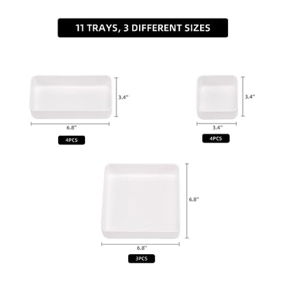 CHANCETSUI 11-Piece Stackable Drawer Organizer Set, Multi-size Desk Drawer Organizer Trays Vanity Storage Bins for Storing Makeup, Stationery, Utensils in Bathroom Dresser, Office and Kitchen