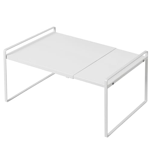 Cabinet Shelf Organizer Expandable, 12 Inch Deep A... (White | Iron)