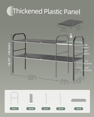 Under Sink Organizers and Storage,Expandable under cabinet organizer Shelf | 2 tier expandable shelf for kitchen and bathroom,shoe rack,8 Removable ABS Panels,Adjustable partition height,20.6-32.2" W