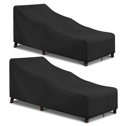 Outdoor Lounge Chair Covers 2 Pack, Waterproof Patio Chaise Lounge Cover for Outdoor Furniture and Outside Stackable Cushions, 76" x 32" x 32" H, Black