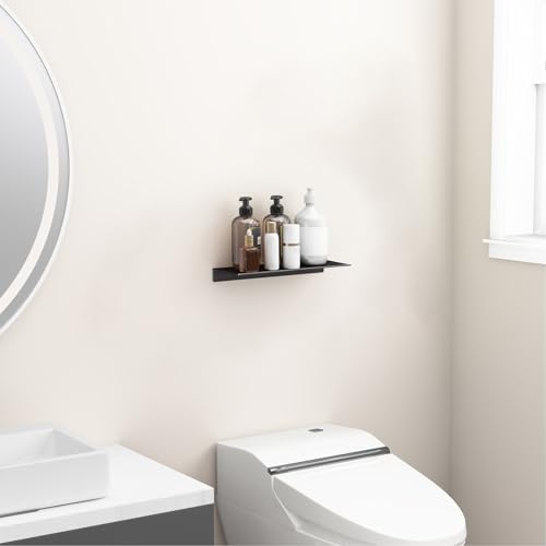 12 inch Metal Wall Shelf, Black Floating Shelf, Small Bathroom Shelf, Display Shelves for Wall Storage