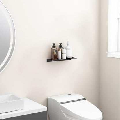 12 inch Metal Wall Shelf, Black Floating Shelf, Small Bathroom Shelf, Display Shelves for Wall Storage