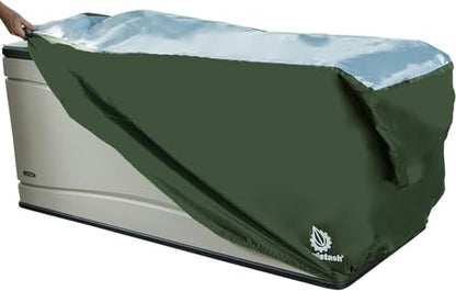 YardStash Deck Box Cover - Heavy Duty, Waterproof Covers for Outdoor Cushion Storage and Large Deck Boxes - Protects from Rain, Wind and Snow - XL - Green