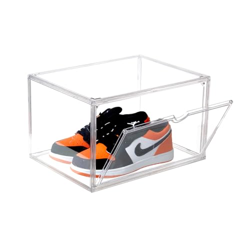 Sneaker Shoe Display Case,Shoe Box with Clear Magnetic Door,Thicken & Sturdy Organizer Containers Stackable,Fit Shoe Size Up to US 14 (X-Large) (X-Large)