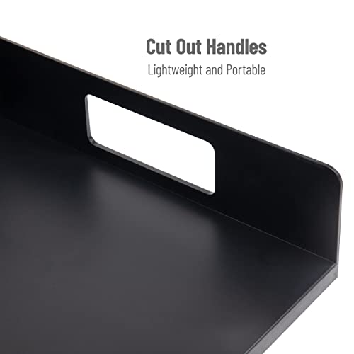 Mind Reader Utensil Napkin and Plate Organizer Tray, Countertop Caddy with 7 Compartments, Holds Plates up to 10.5 Inches, Breakroom and Buffet Organizer, Plastic, Black