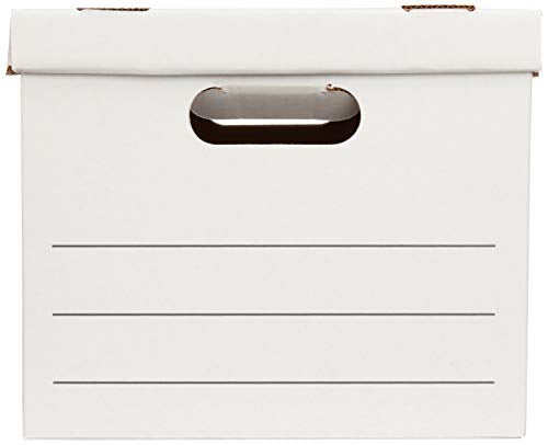 Amazon Basics Storage/Filing Boxes with Lift-Off Lid, Letter/Legal Size, Collapsible, Tape-Free Assembly, White, 16.2" L x 12.5" W x 10.5" H, 20-Pack