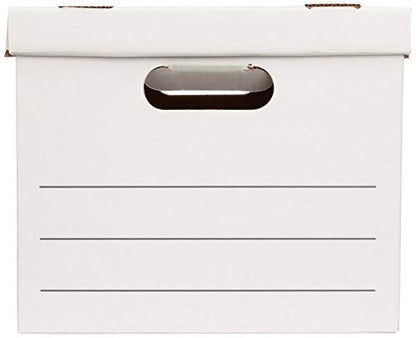 Amazon Basics Storage/Filing Boxes with Lift-Off Lid, Letter/Legal Size, Collapsible, Tape-Free Assembly, White, 16.2" L x 12.5" W x 10.5" H, 20-Pack