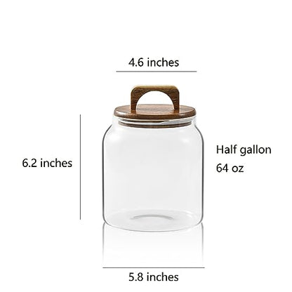Sweejar Glass Jars for Laundry Room Organization, Half-Gallon Laundry Pods Container, Glass Food Storage Jars with Airtight Lid, 1 Pack, Hand Lid