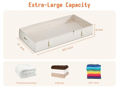 Side-Supported Under Bed Storage Containers, 6 Inc... (2 Count | Beige)